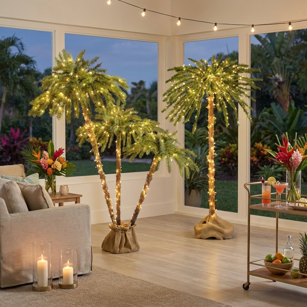 6'H Pre-lit Single Palm Tree image number 6