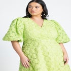 Textural Floral Maxi Dress With Pleats image number null