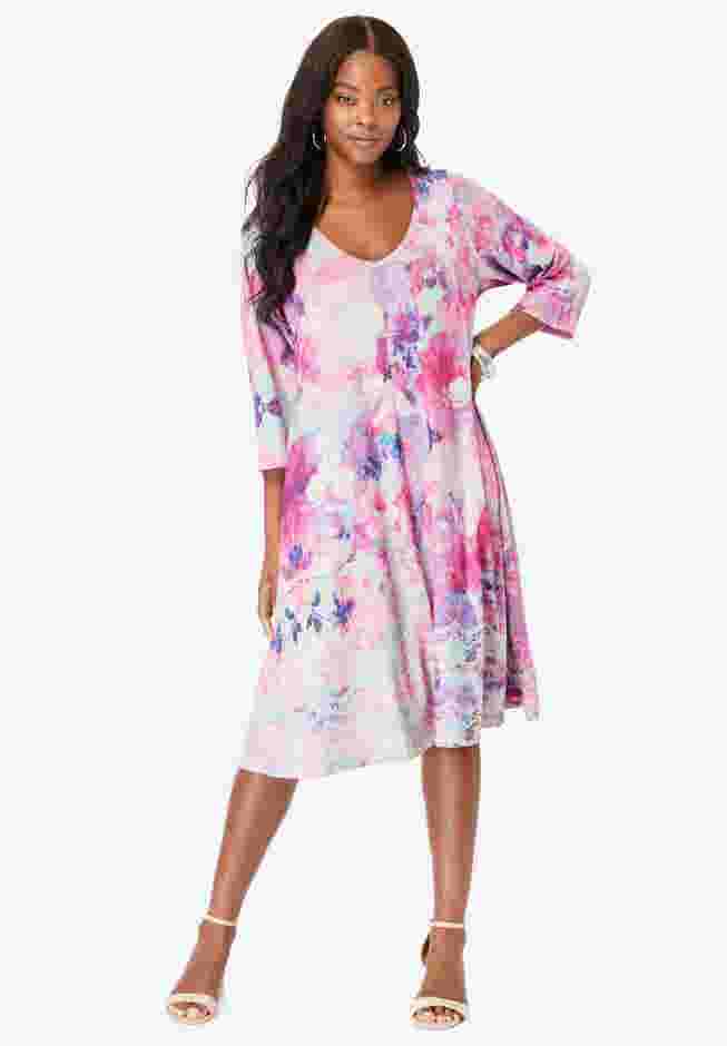 Printed V-Neck Dress image number 0