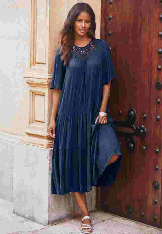 Hand-Crinkled Crochet Neck Dress image number 0