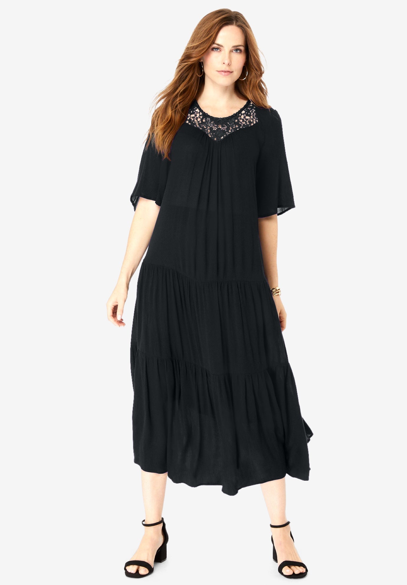 Hand-Crinkled Crochet Neck Dress image number 0