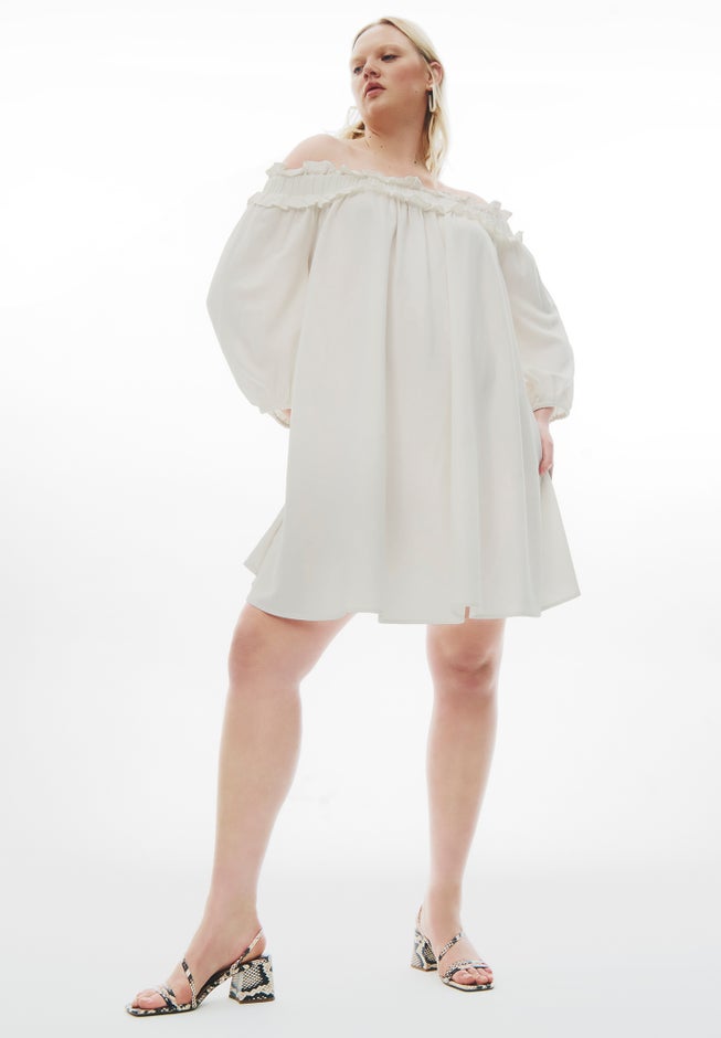 Ruffle Neckline Mini Dress image number 4