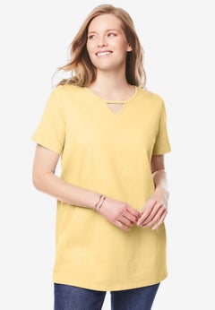 Perfect Short-Sleeve Keyhole Tee