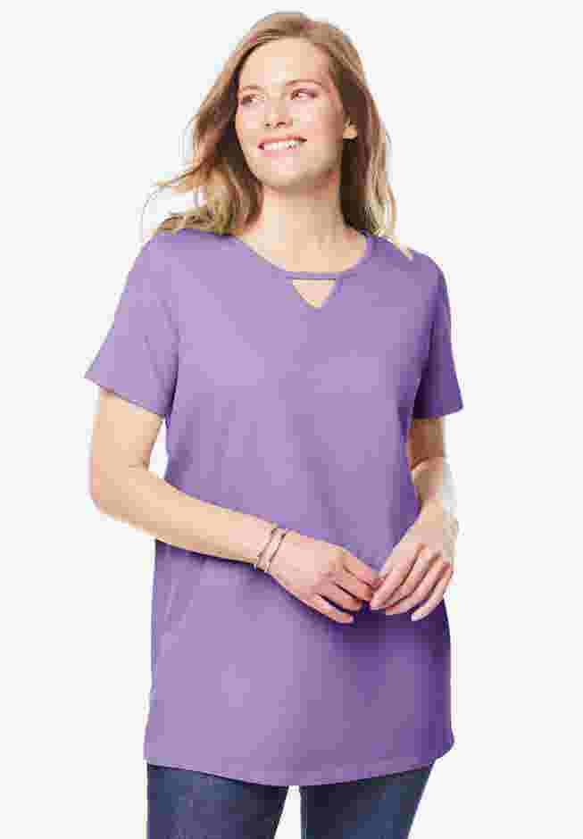 Perfect Short-Sleeve Keyhole Tee image number 0
