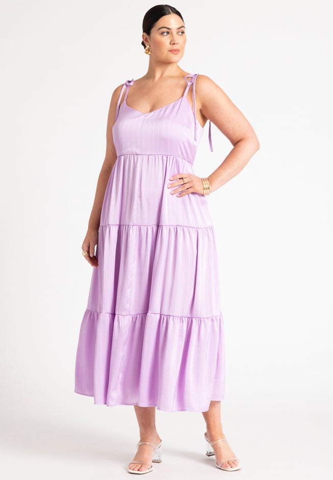 Tiered Satin Maxi Dress image number 0