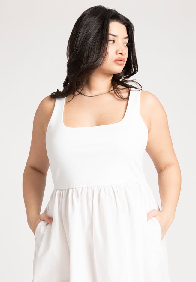 Mixed Fabric Tank Dress image number 3