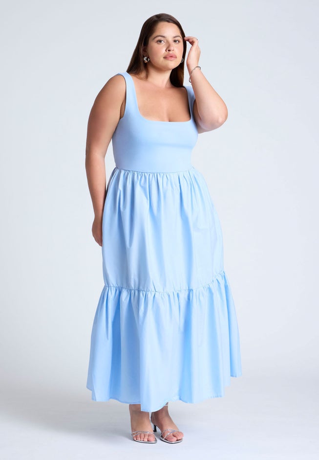 Mixed Fabric Tank Dress image number 1