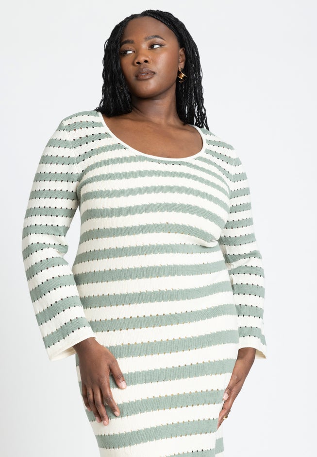 Striped Sweater Dress With Tie Back image number 2