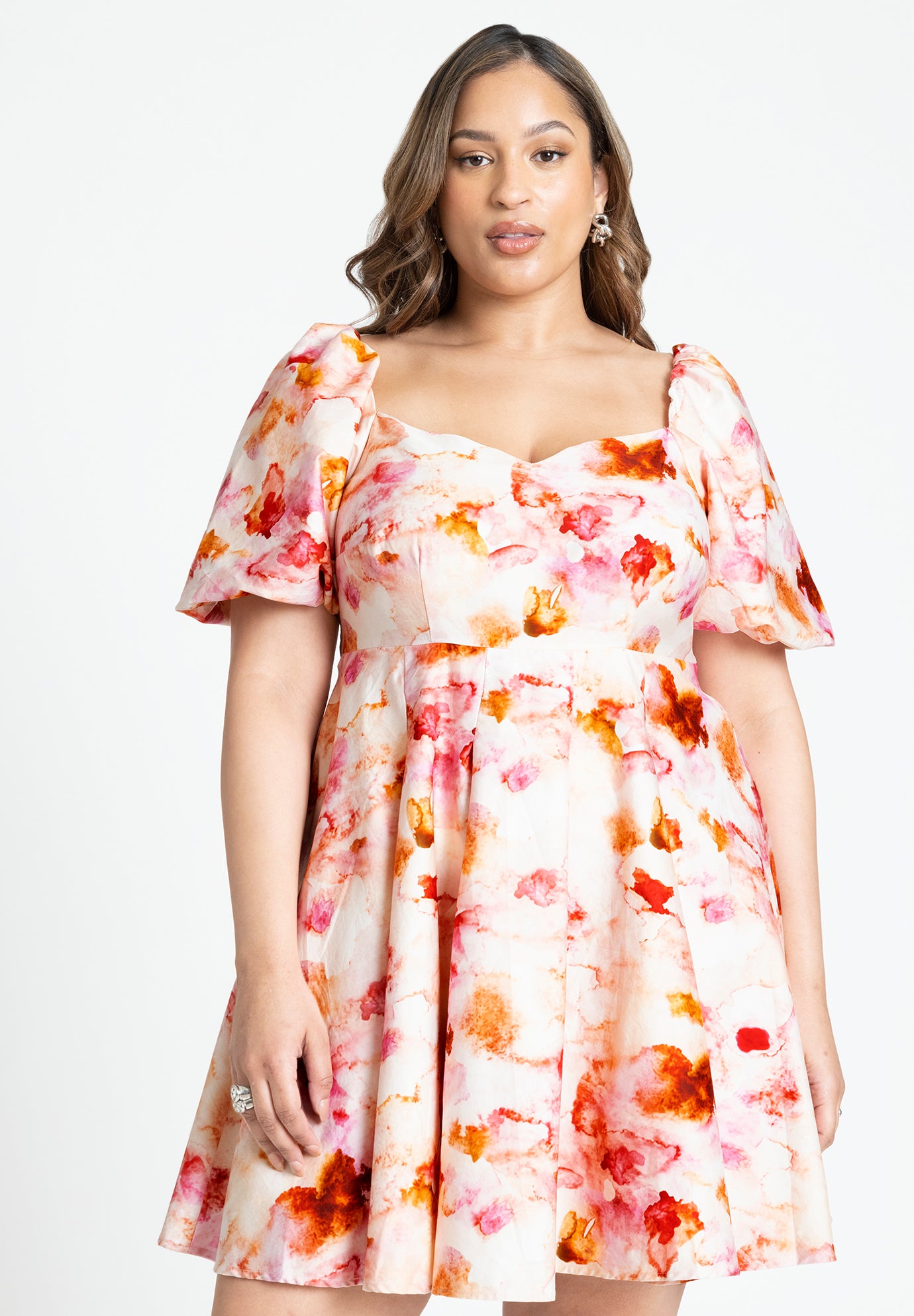 Puff Sleeve Sweatheart Mini Dress image number 2