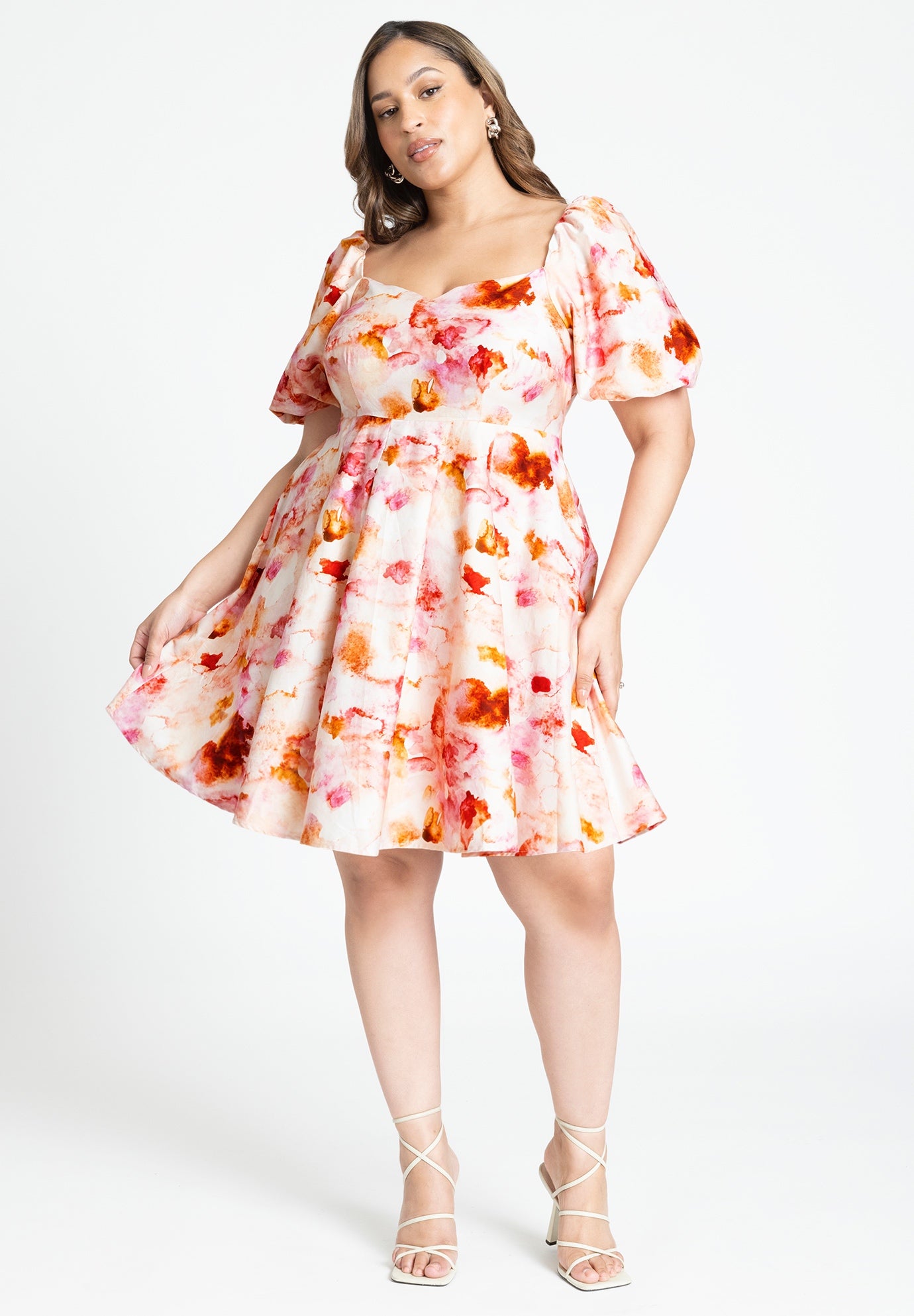 Puff Sleeve Sweatheart Mini Dress image number 0