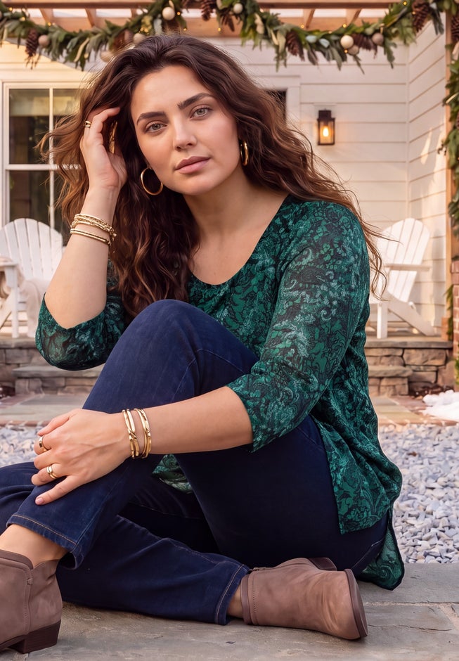 Easy Fit 3/4-Sleeve Scoopneck Tunic image number 5