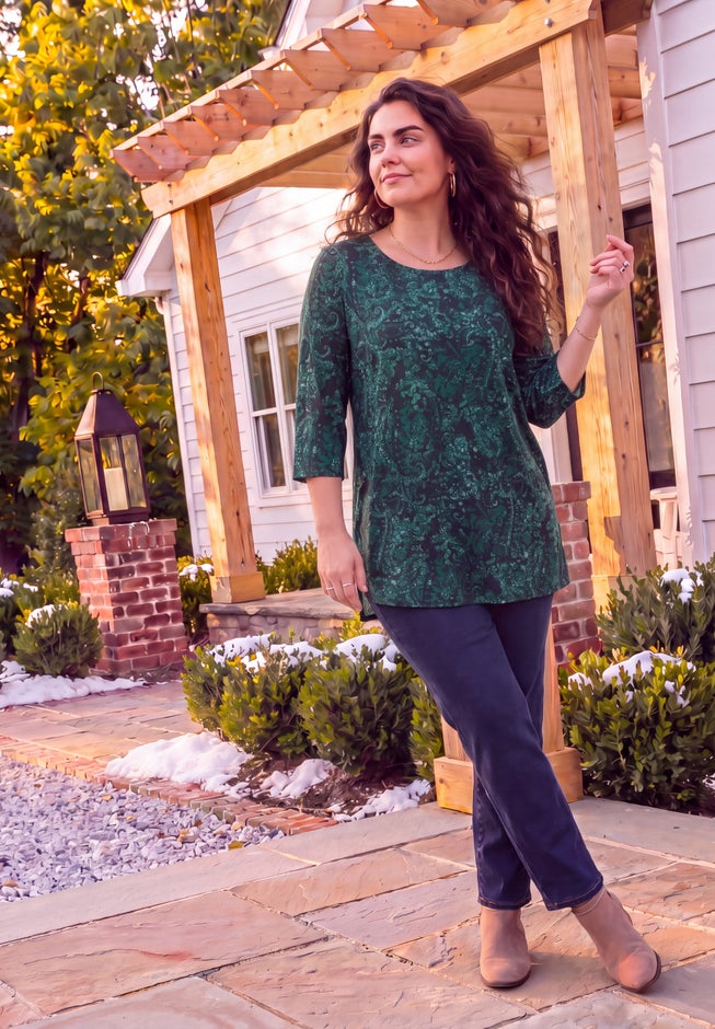 Easy Fit 3/4-Sleeve Scoopneck Tunic image number 6
