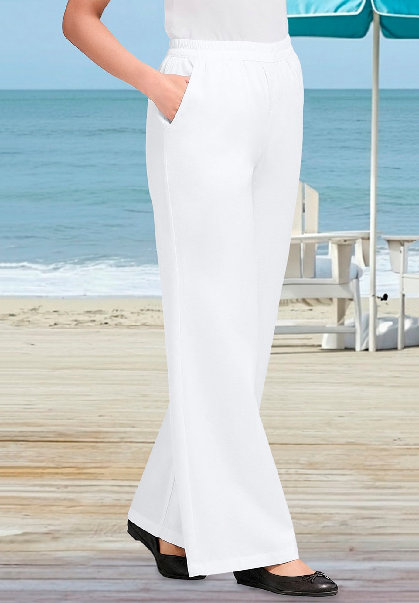 Perfect Elastic-Waist Wide-Leg All-Cotton Pull-On Denim Jeans image number 0