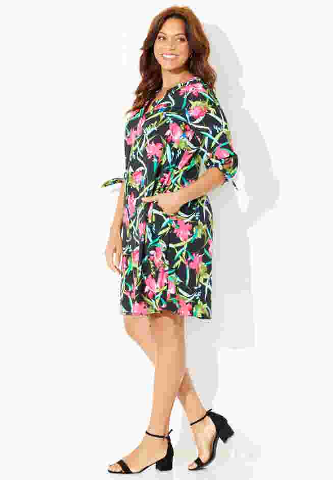 Tie-Sleeve Café Dress image number 2