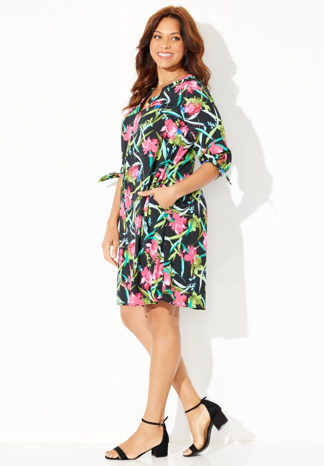 Tie-Sleeve Caf&eacute; Dress image number 2