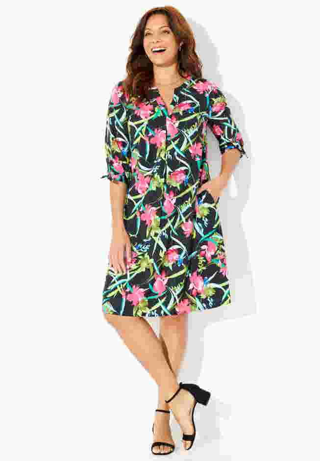 Tie-Sleeve Café Dress image number 0