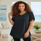 Plus Size Slub V-Neck Boyfriend Tunic Top image number null