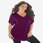 Plus Size Slub V-Neck Boyfriend Tunic Top image number null