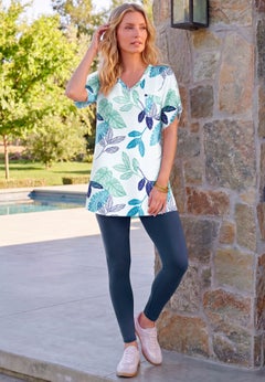 Plus Size Slub V-Neck Boyfriend Tunic Top
