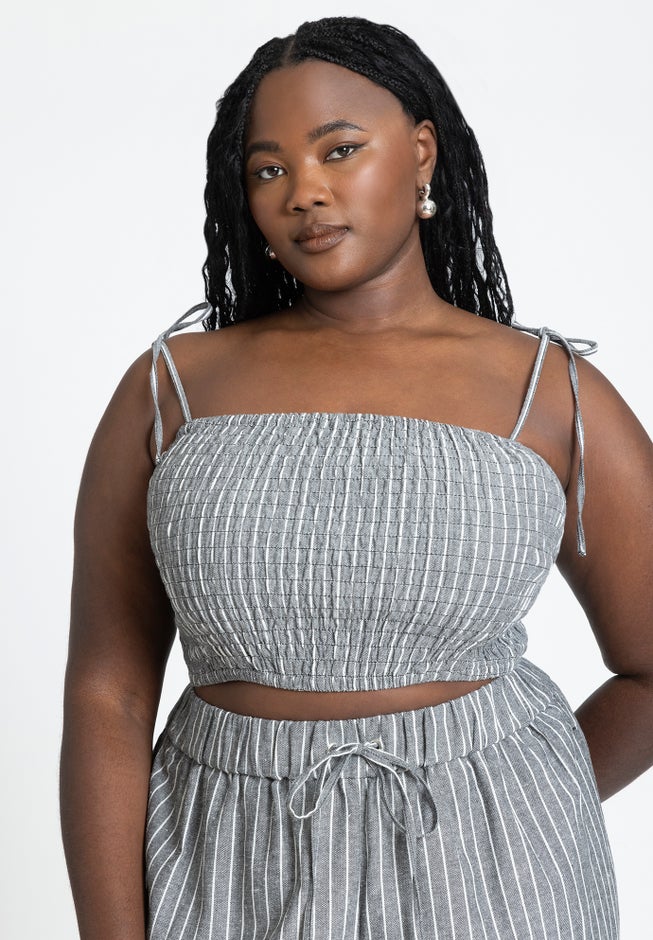 Elastic Striped Crop Top image number 3