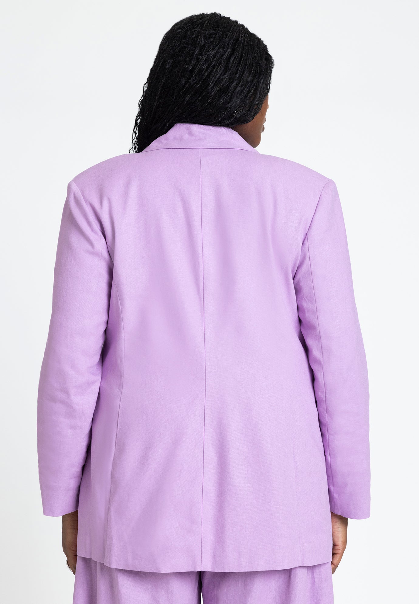 Oversized Strong Shoulder Linen Blazer image number 1