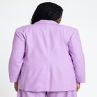 Oversized Strong Shoulder Linen Blazer image number null