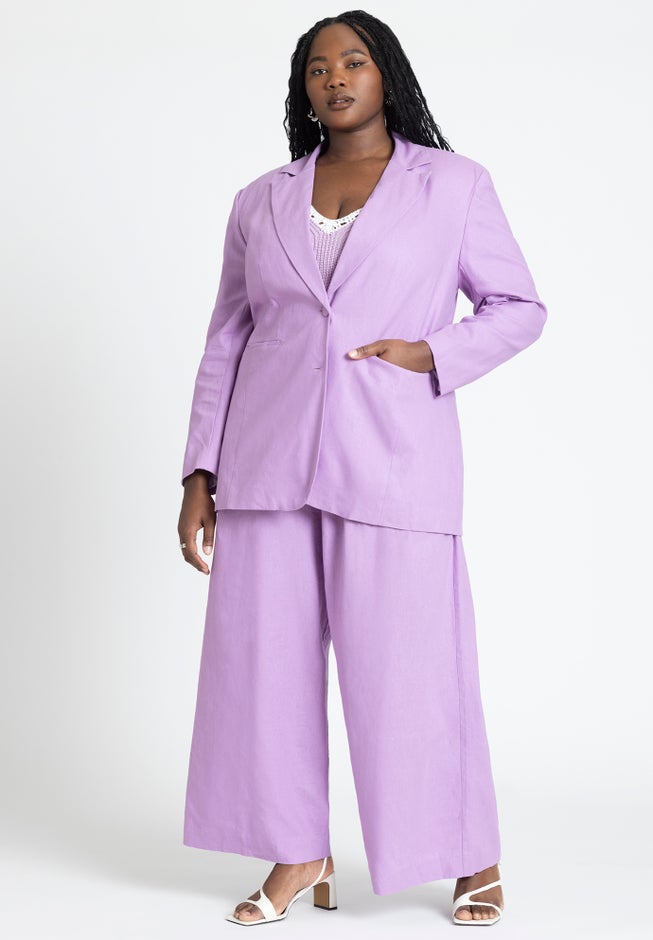 Oversized Strong Shoulder Linen Blazer image number 2