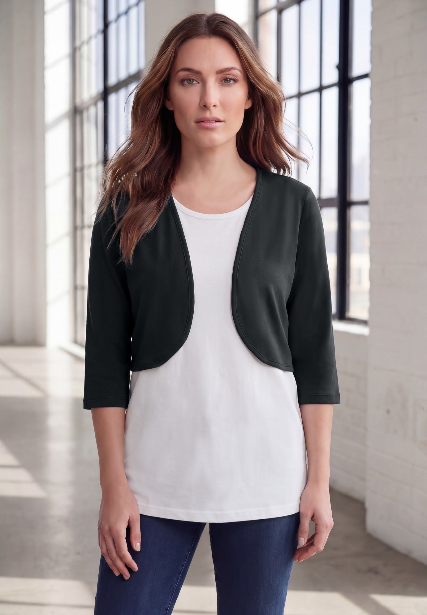 Bolero Cardigan with Three Quarter Sleeves image number 0