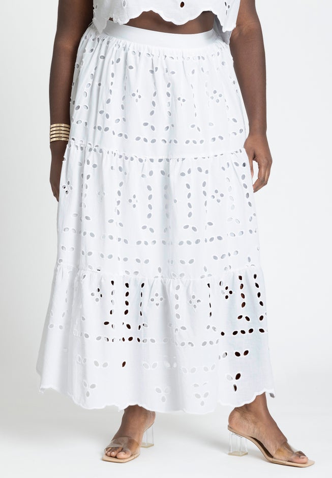 Eyelet Tiered Maxi Skirt image number 1