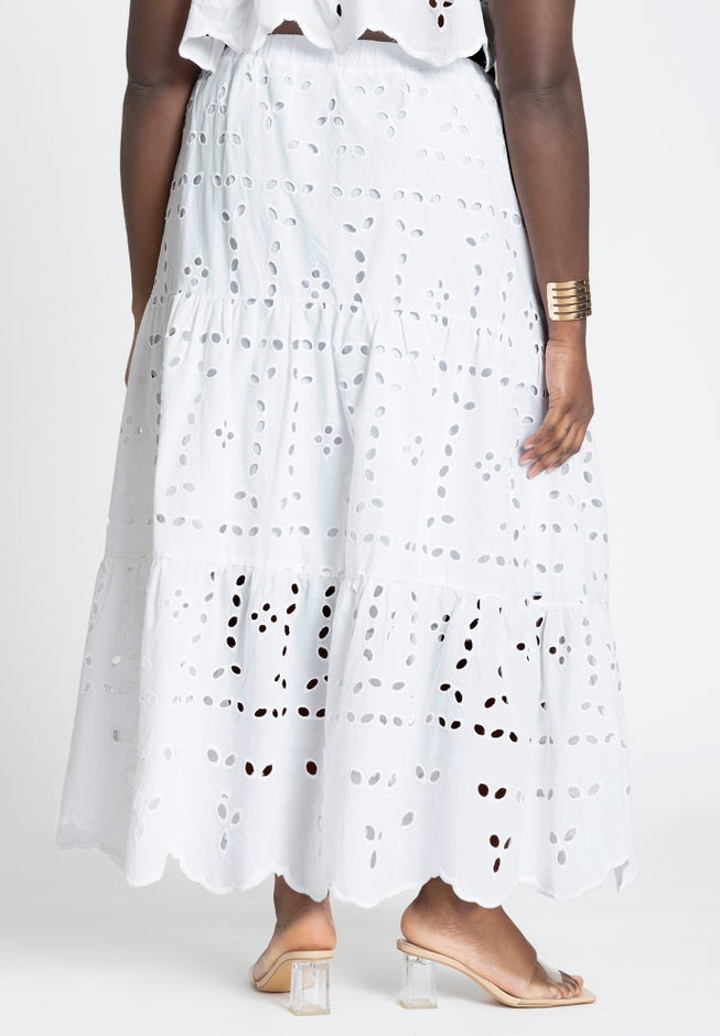 Eyelet Tiered Maxi Skirt image number 2