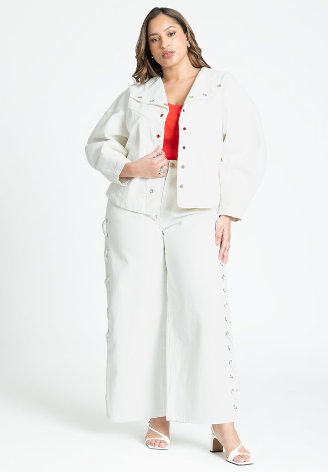 Grommet Detail Denim Jacket image number 2