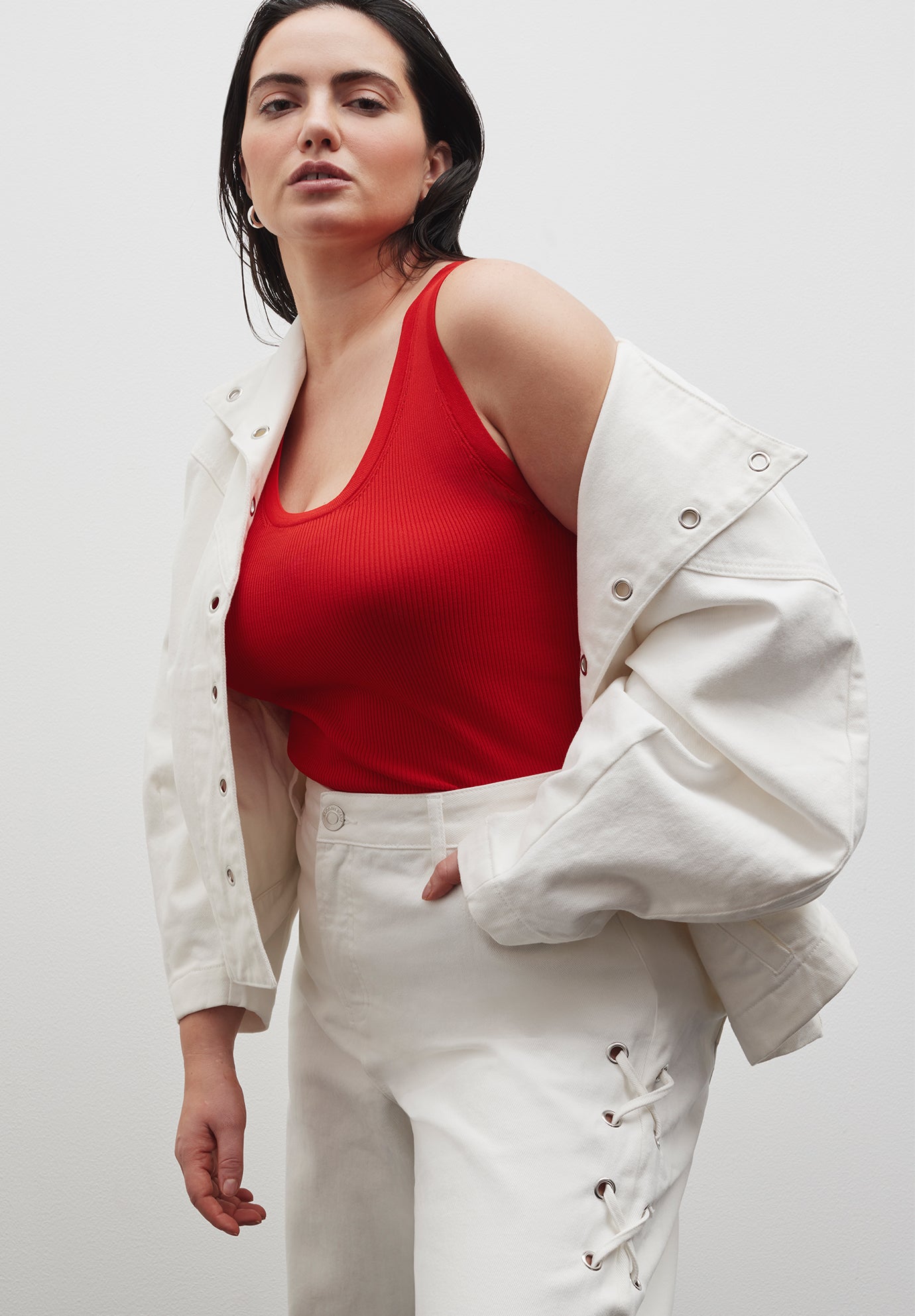 Grommet Detail Denim Jacket image number 3