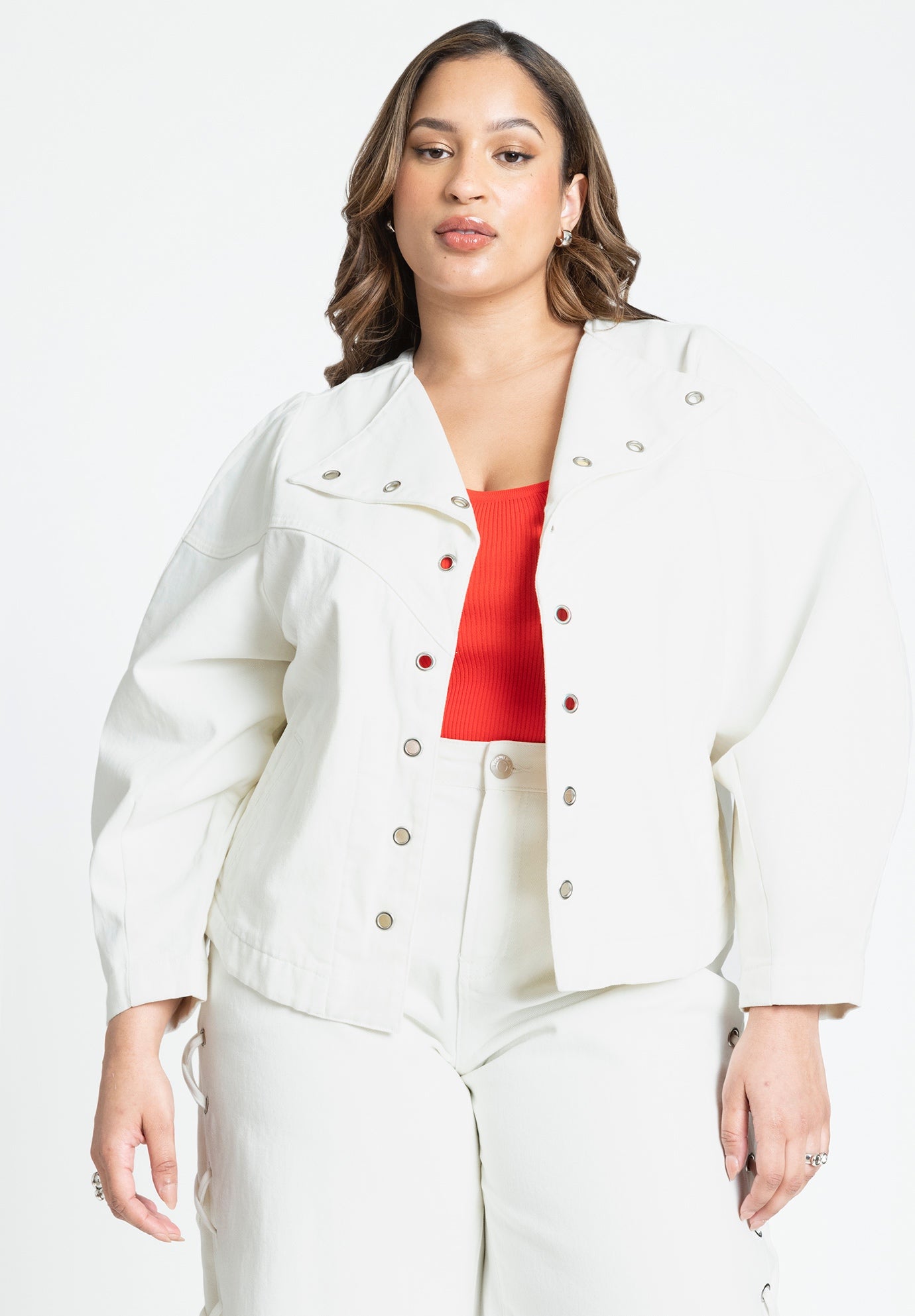 Grommet Detail Denim Jacket image number 0