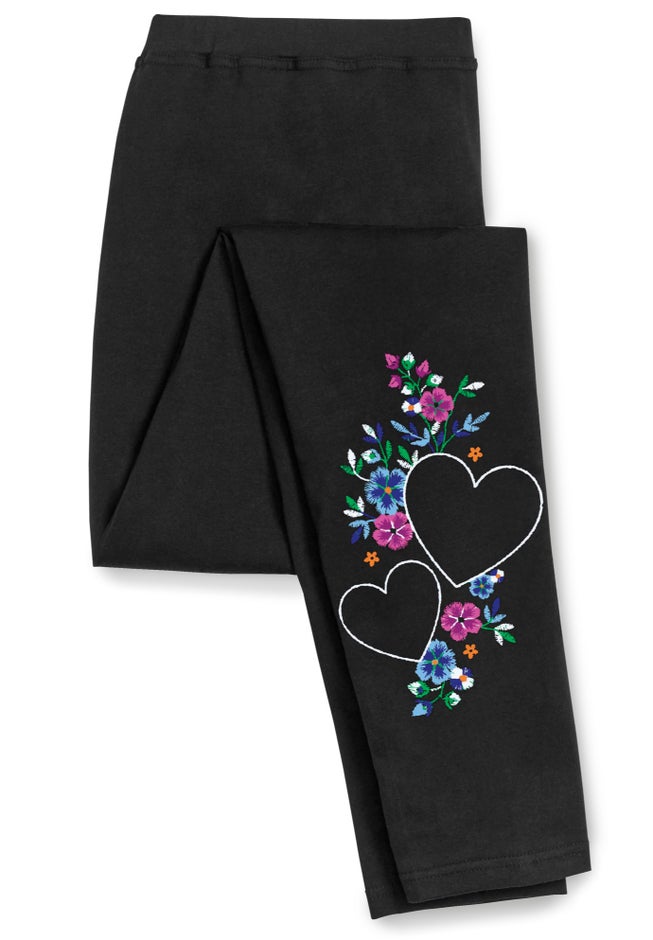 Stretch-Cotton Knit Pull-On Embroidered Leggings image number 6