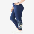 Stretch-Cotton Knit Pull-On Embroidered Leggings image number 4
