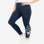 Stretch-Cotton Knit Pull-On Embroidered Leggings image number 2