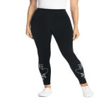 Stretch-Cotton Knit Pull-On Embroidered Leggings image number null