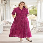 Roll-Tab Sleeve Crinkle Shirtdress image number null