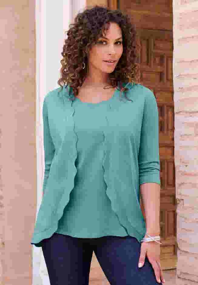 Scalloped Cardigan and Tank Set image number 5