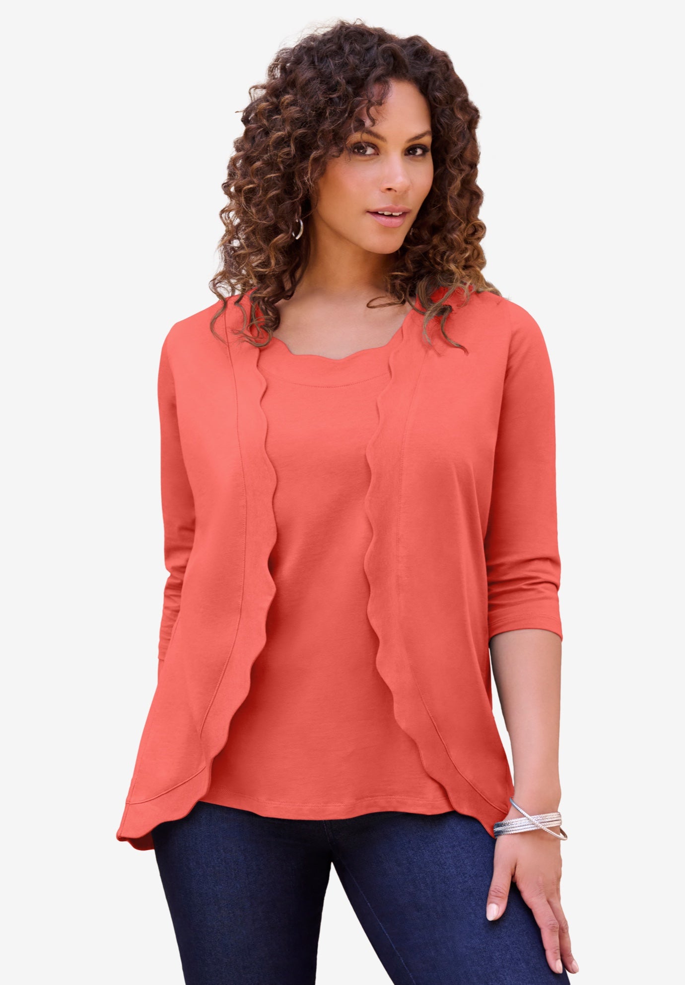 Scalloped Cardigan and Tank Set image number 0