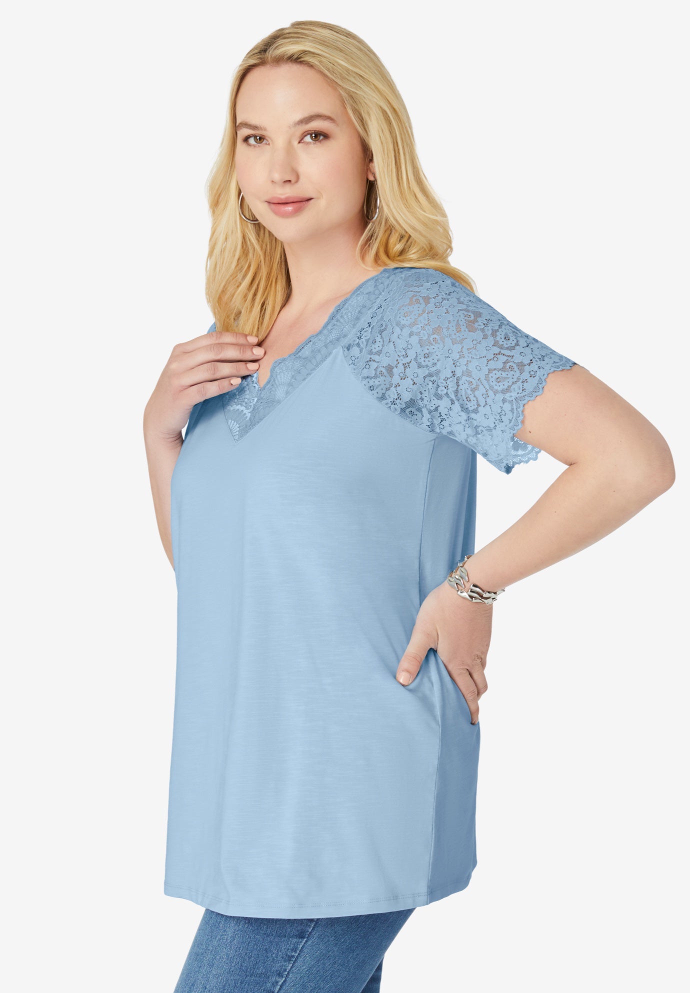 Lace-Detailed Tee image number 2