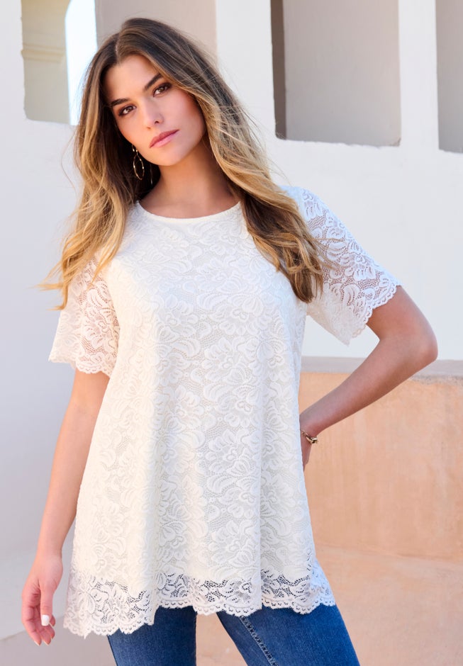 Allover Lace Swing Tee image number 0