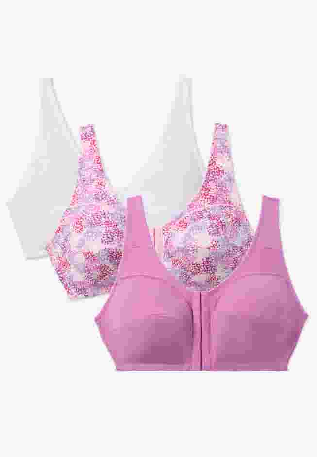 3-Pack Front-Close Cotton Wireless Bra image number 0