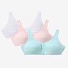 3-Pack Front-Close Cotton Wireless Bra image number null