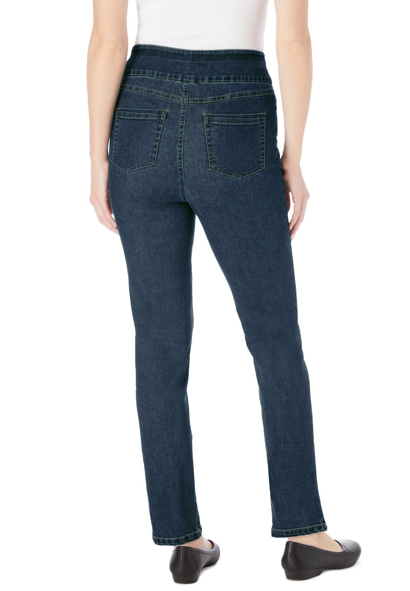 Flex-Fit Pull-On Straight-Leg Gap-Free Stretch Denim Jeans image number 1