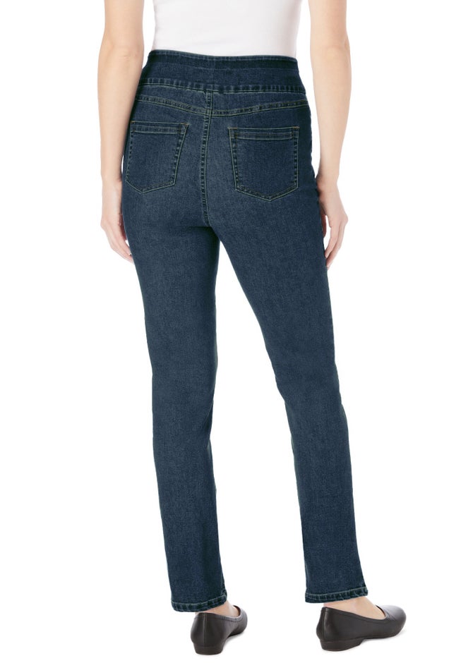 Flex-Fit Pull-On Straight-Leg Gap-Free Stretch Denim Jeans image number 1