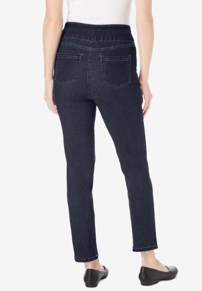 Flex-Fit Pull-On Straight-Leg Gap-Free Stretch Denim Jeans image number 1
