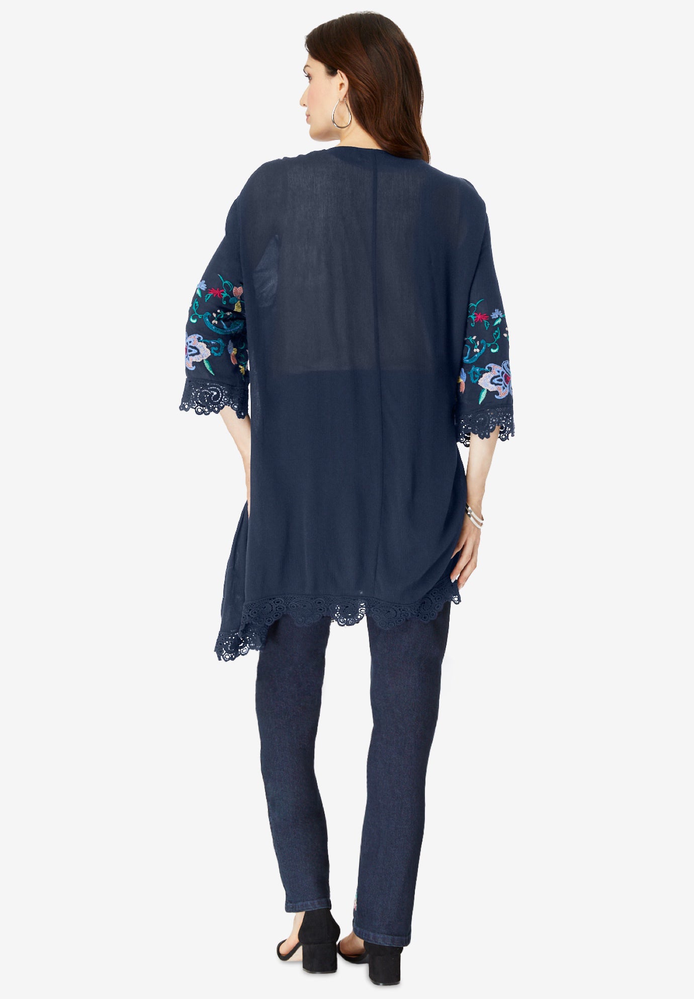 Floral Embroidered Kimono image number 1