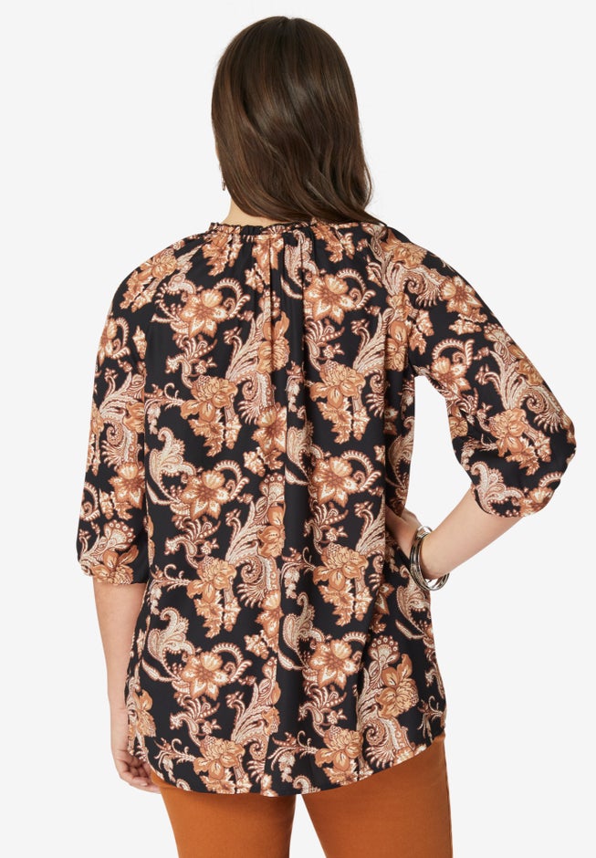 Ruffle Neck Boho Blouse. image number null