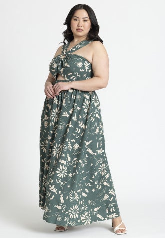 Crossing Straps Flare Maxi Dress image number 1